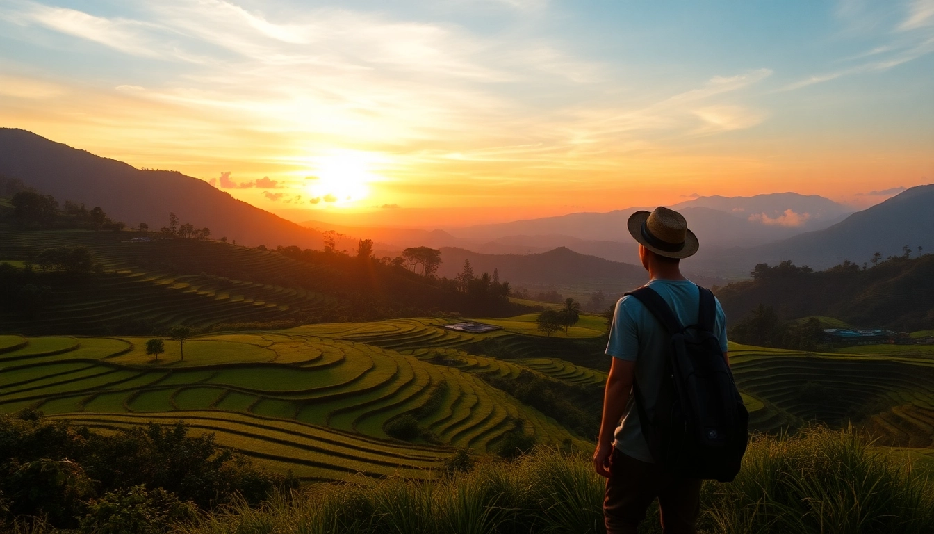 Guide leading travelers through Lombok’s beautiful rice terraces, showcasing local culture and scenic views for travelers.
