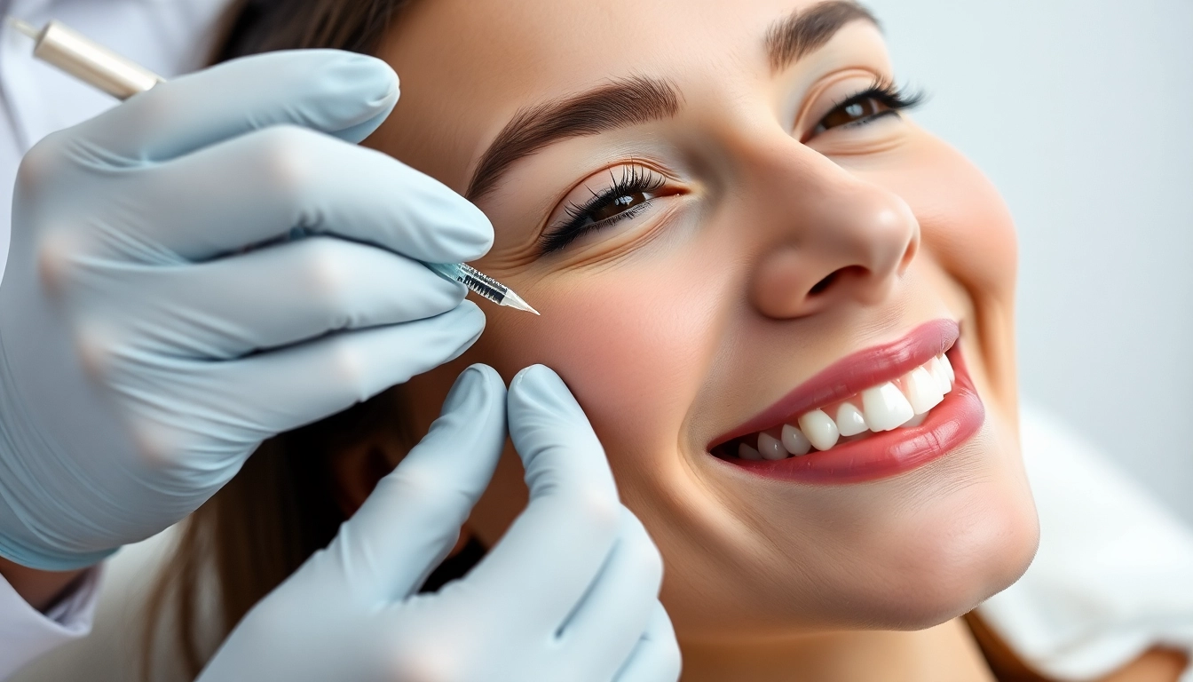 Professioneller Arzt führt eine Botox Behandlung in Zürich durch, um Falten zu glätten, mit Fokus auf Präzision und natürliche Ergebnisse.