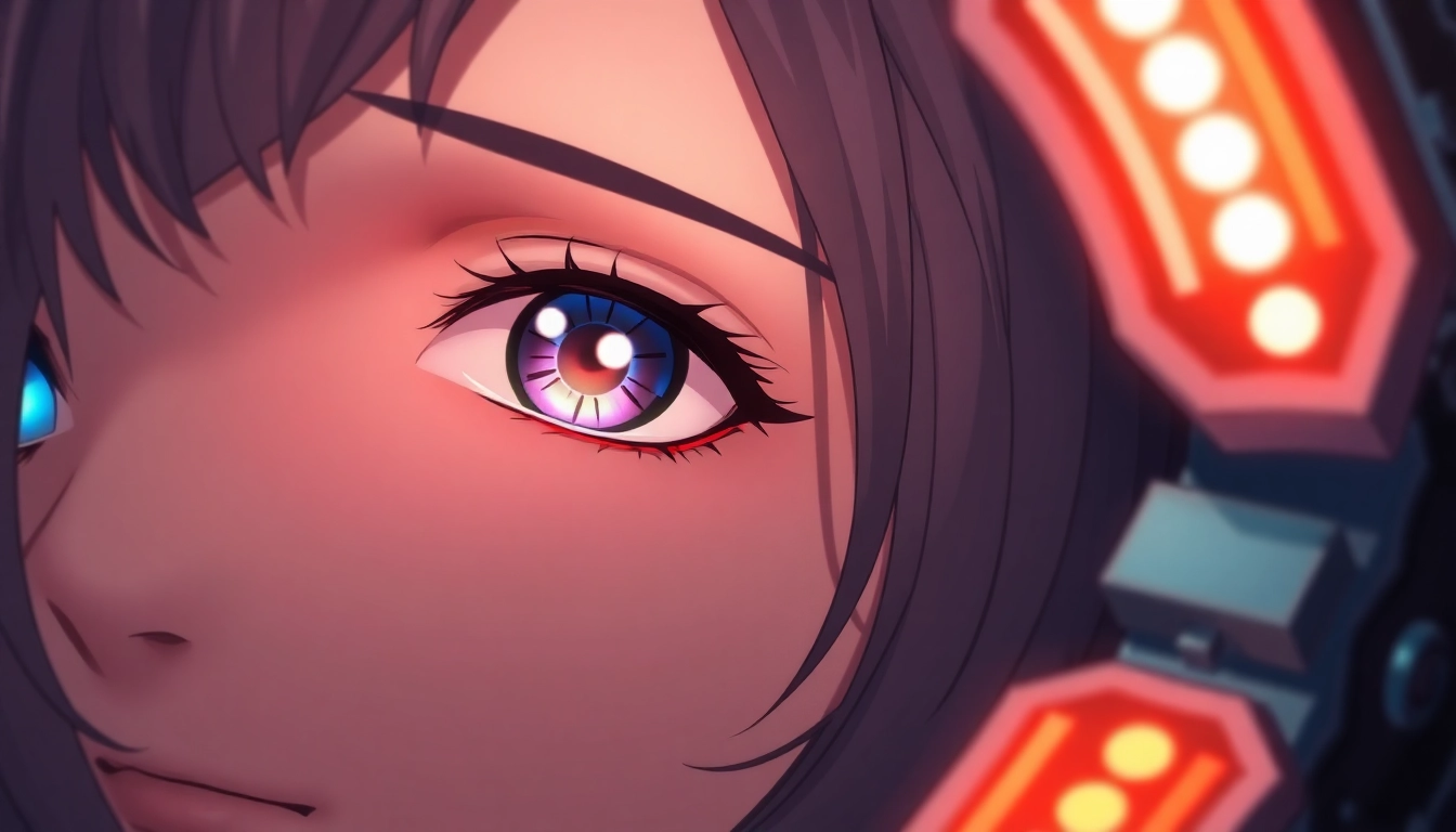 AI generated hentai of a detailed anime female character with glowing eyes in a vibrant, fantasy setting for immersive visual experience.