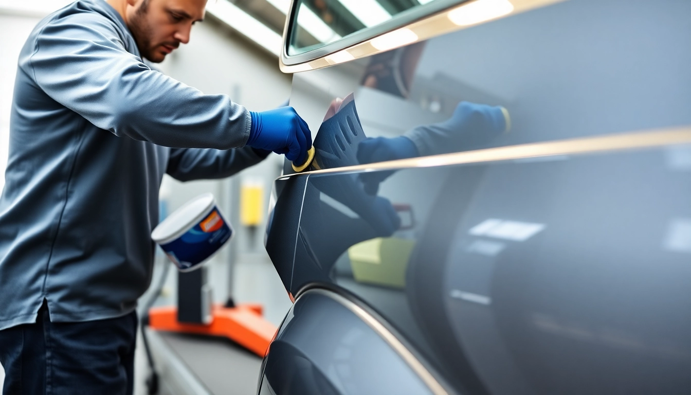 Professional applying Wohnmobil Politursiegelung for a high-gloss finish on a campervan in a
